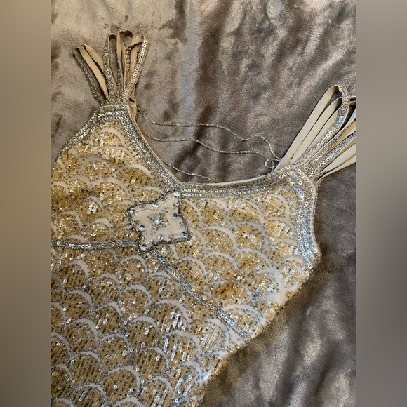 Vintage 90s Y2K 100% Silk Beaded Dress Flapper Mermaid Silk Dress Prom Flapper - Picture 9 of 10